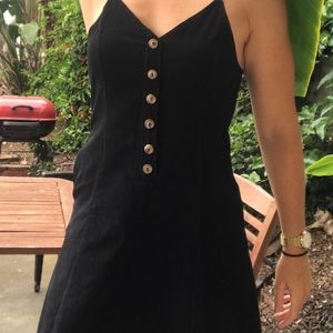 Button down mini sundress, black